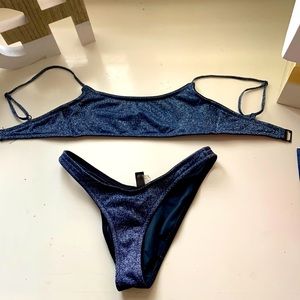 Navy Sparkly Triangl Bikini Set